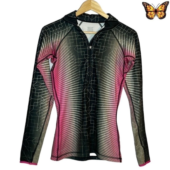 NIKE Pro Dri-Fit 1/4 Zipper Geometric Print Mock Neck Long Sleeve Size Small - Picture 1 of 9